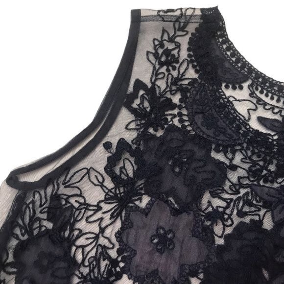 LABEL RITU KUMAR Mesh Floral Embroidered Top Size 2 - Picture 3 of 12